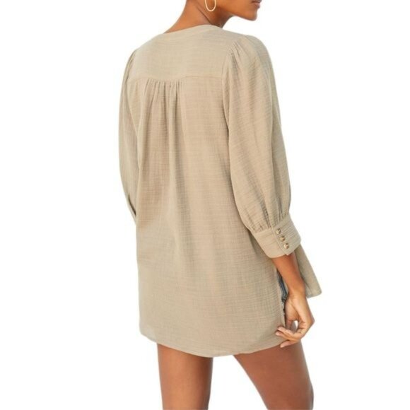 Anthropologie Porridge Gauzy Tunic Buttondown in Taupe Size Medium - Picture 4 of 12